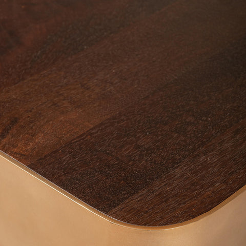 Warren Coffee table 180x45x31 brown wood gold mtl