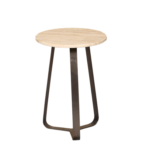 Bijzettafel Micka Black Travertine Rond Small PTMD