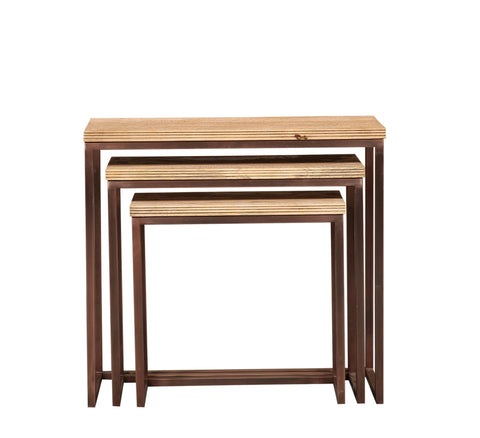 Sidetable Zoah Koper Rechthoekig Hout Set van 3 PTMD