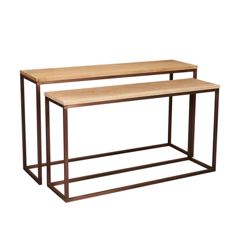 Sidetable Zoah Koper Mangohout Set van 2 PTMD