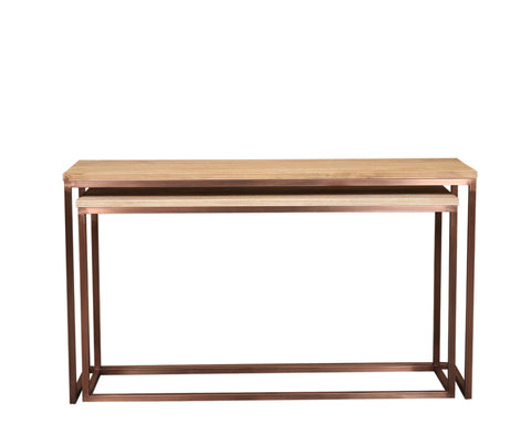 Sidetable Zoah Koper Mangohout Set van 2 PTMD