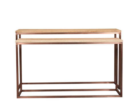 Sidetable Zoah Koper Mangohout Set van 2 PTMD