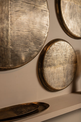 Wandpaneel Jowad Antiek Goud Aluminium Ribbel Ø60 cm PTMD
