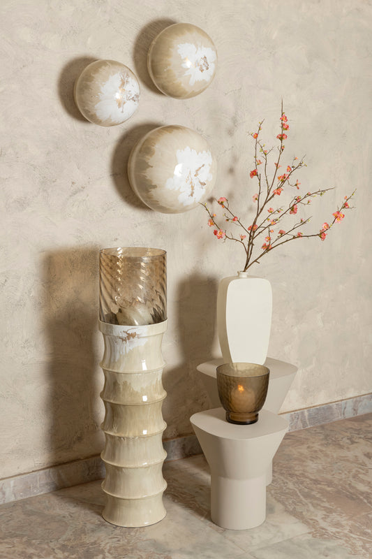 PTMD Sufyan Cream Emaille Ronde IJzeren Wandbal - Set van 3