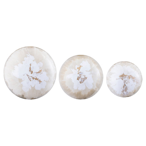 PTMD Sufyan Cream Emaille Ronde IJzeren Wandbal - Set van 3