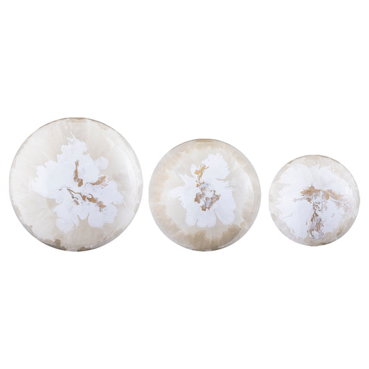 PTMD Sufyan Cream Emaille Ronde IJzeren Wandbal - Set van 3