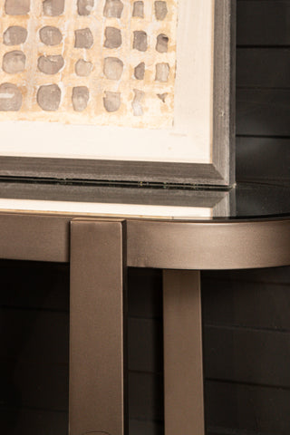 Sidetable Yozan Bruin Spiegel Metalen Poten 160 cm PTMD