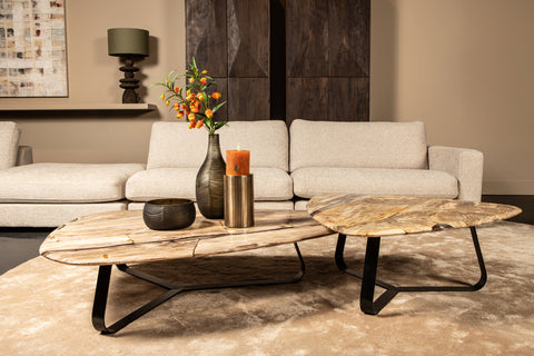 PTMD Deeba Salontafel Versteend Hout 95x85 cm