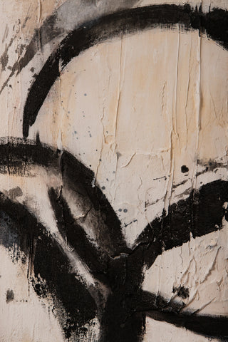 PTMD Jor Black Canvas Cirkel Geschilderd Vierkant Wandpaneel