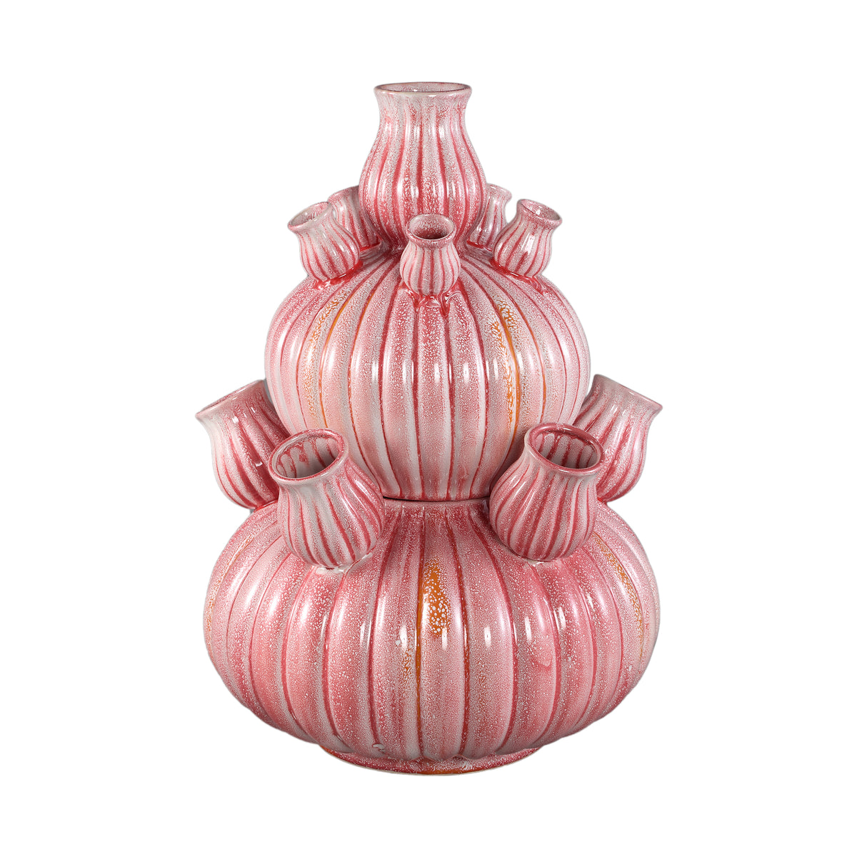 Vaas Nolou Roze Keramiek Tulp Geribbeld Rond L PTMD