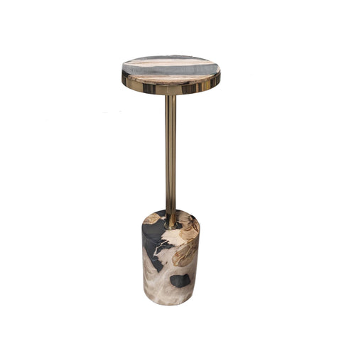 Bijzettafel Mody Black Petrified Wood Rond 64 cm PTMD