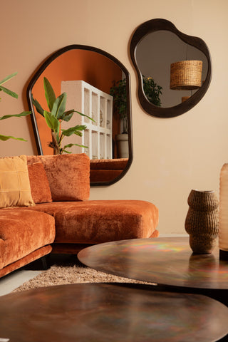 Miroir organique en bois massif marron Barragh.