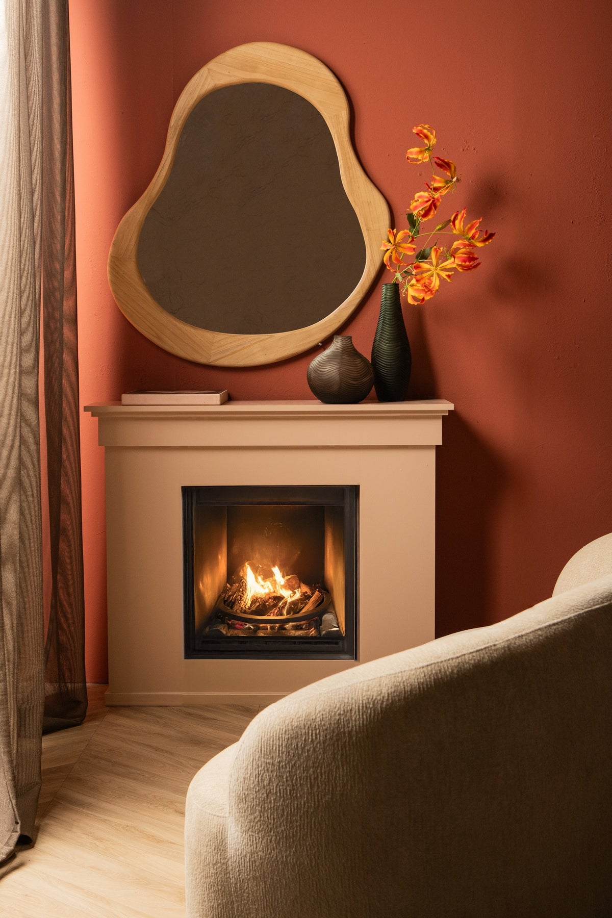 Spiegel Barragh Naturel Paulowniahout Organisch 52x122 cm PTMD