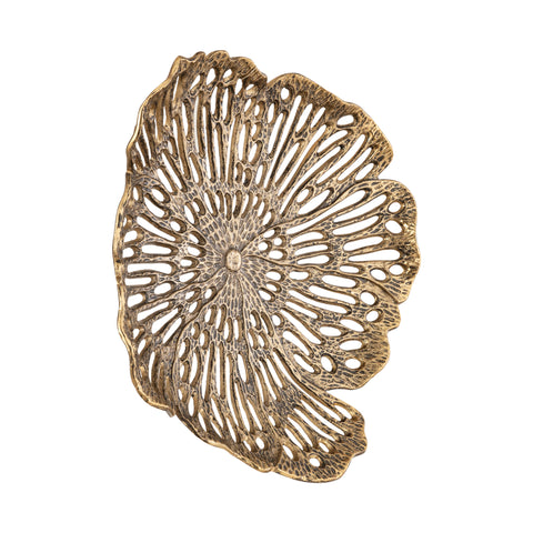 PTMD Ryhann Bloemenmuurdecoratieschaal L Messing - Luxe Wanddecoratie 65cm