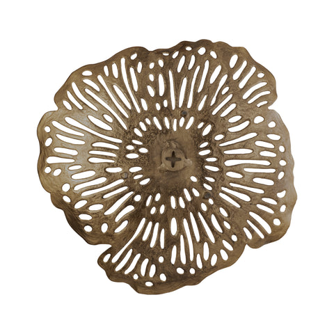 PTMD Ryhann Bloemenmuurdecoratieschaal L Messing - Luxe Wanddecoratie 65cm