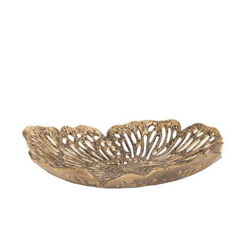 PTMD Ryhann Bloemenmuurdecoratieschaal L Messing - Luxe Wanddecoratie 65cm