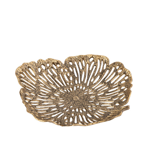 PTMD Ryhann Bloemenmuurdecoratieschaal L Messing - Luxe Wanddecoratie 65cm