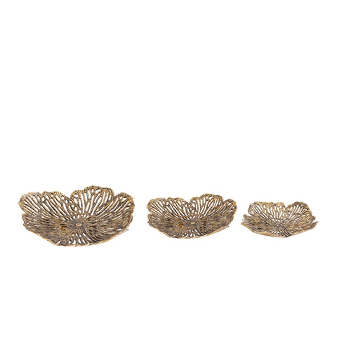 PTMD Ryhann Bloemenmuurdecoratieschaal L Messing - Luxe Wanddecoratie 65cm