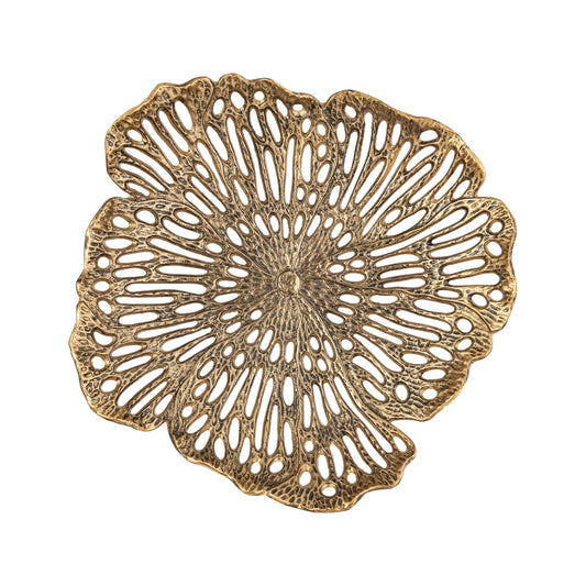 PTMD Ryhann Bloemenmuurdecoratieschaal L Messing - Luxe Wanddecoratie 65cm