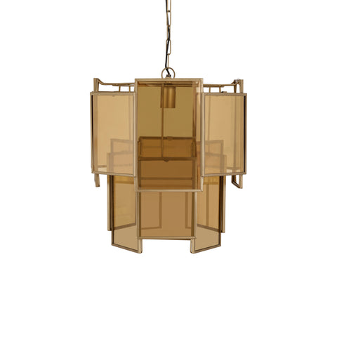 Hanglamp Loucas Brass Lustre Glas Gelaagd S - PTMD