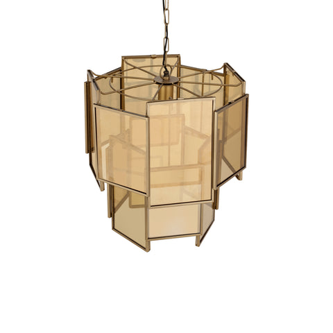 Hanglamp Loucas Brass Lustre Glas Gelaagd S - PTMD