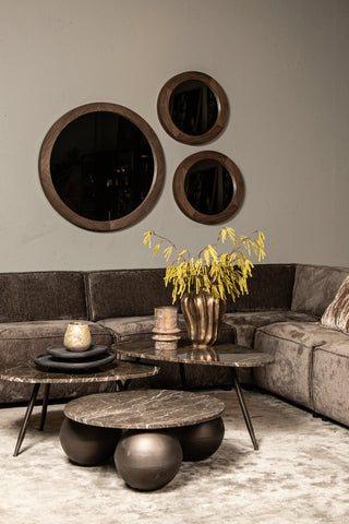 Salontafelset Veria Bruin Marmer Ovaal PTMD (set van 2)