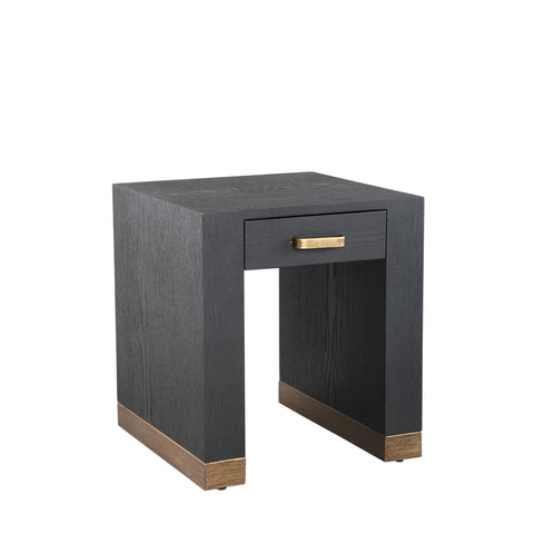 Tiess Zwarte Houtfineer Bed Nachtkastje 1 Lade