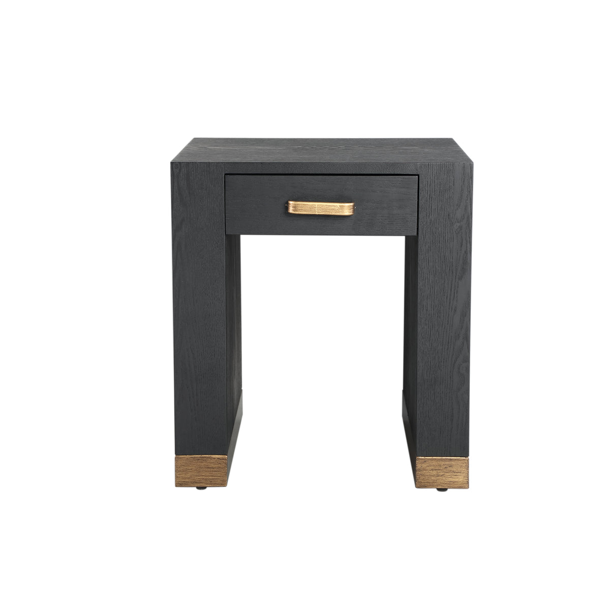 Tiess Zwarte Houtfineer Bed Nachtkastje 1 Lade