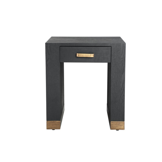 Tiess Zwarte Houtfineer Bed Nachtkastje 1 Lade
