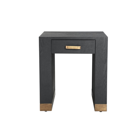 Tiess Zwarte Houtfineer Bed Nachtkastje 1 Lade
