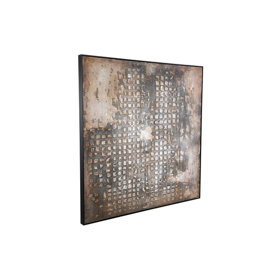 PTMD Pathe Bruin Canvas Schilderij Ruw Vierkant Patroon