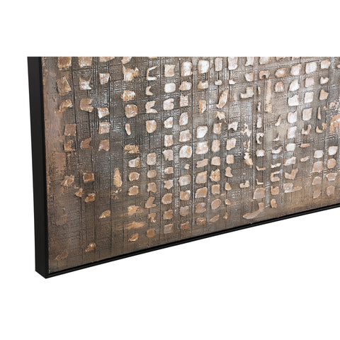 PTMD Pathe Bruin Canvas Schilderij Ruw Vierkant Patroon
