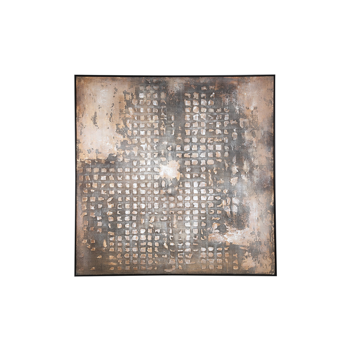 PTMD Pathe Bruin Canvas Schilderij Ruw Vierkant Patroon