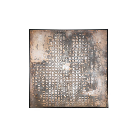 PTMD Pathe Bruin Canvas Schilderij Ruw Vierkant Patroon