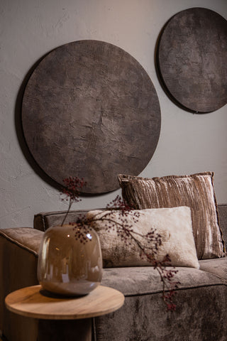 Canvas Schilderij Kemp Brown Rond 90 cm PTMD.
