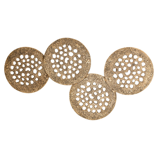 PTMD Geoffe Gold 4-Ronds Wandpaneel 120x74cm - Gegoten Aluminium