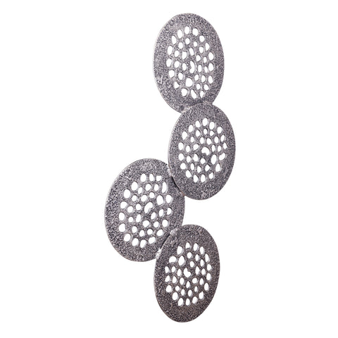 PTMD Geoffe Silver Wandpaneel  120cm - 4 Ronde Aluminium Elementen