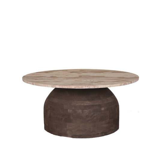Liora Bruine Mangohouten Salontafel Met Marmeren Blad