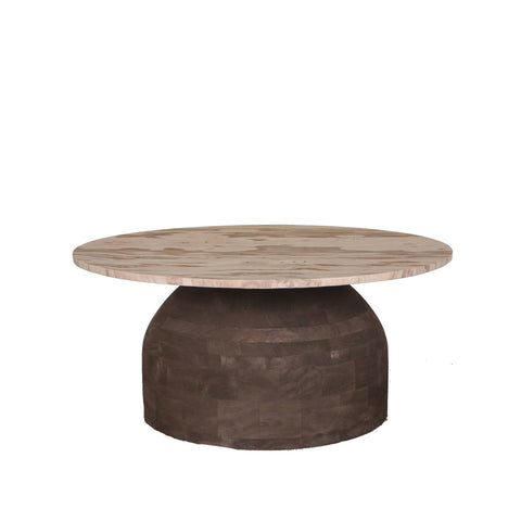 Liora Bruine Mangohouten Salontafel Met Marmeren Blad