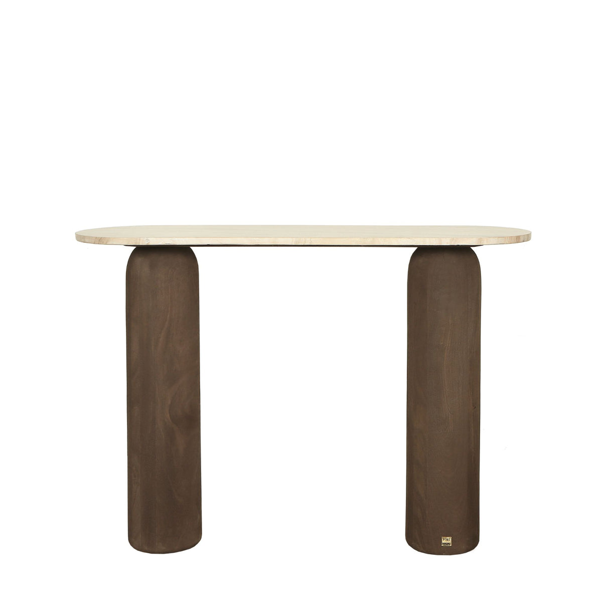 Liora Brown Mango Wood Side Table Marble Top Oval
