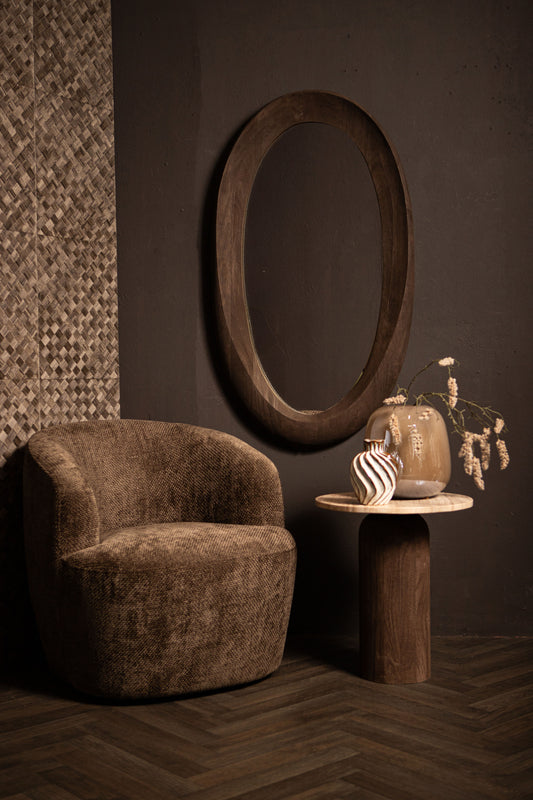 PTMD Noam Brown Ovale Spiegel Mangohout 120cm