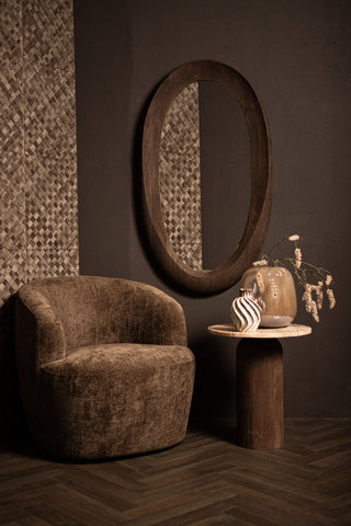 Wandspiegel Noam Bruin Mangohout Ovaal 68x120 cm PTMD