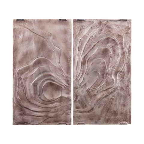 PTMD Erike Brons Gegoten Aluminium Golvend Wandpaneel - Set van 2