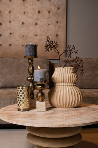 Callain Natuurlijke Mango Houten Salontafel Marmeren Blad