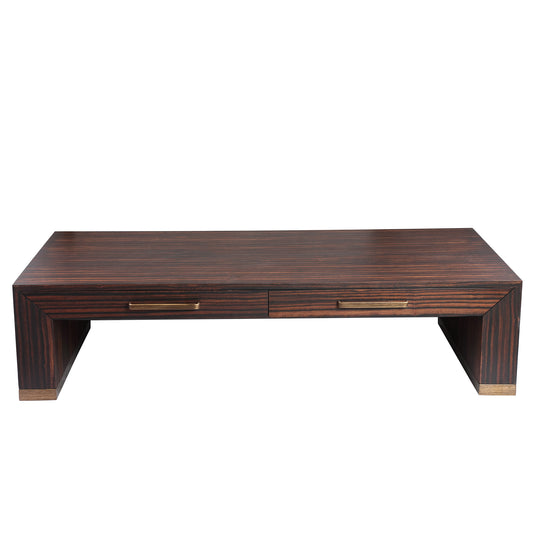 Ptmd Tiess Bruine Houtfineer Salontafel 2 Laden