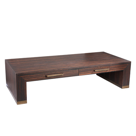 PTMD Tiess Zwarte Houtfineer Salontafel 2 Laden