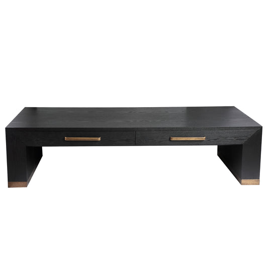 PTMD Tiess Zwarte Houtfineer Salontafel 2 Laden