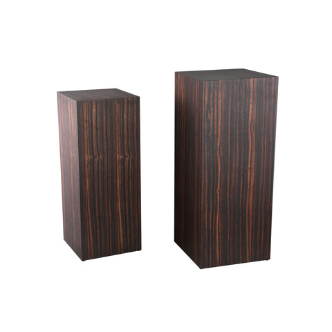 Zuil Tiess Bruin Houtfineer Set van 2 PTMD