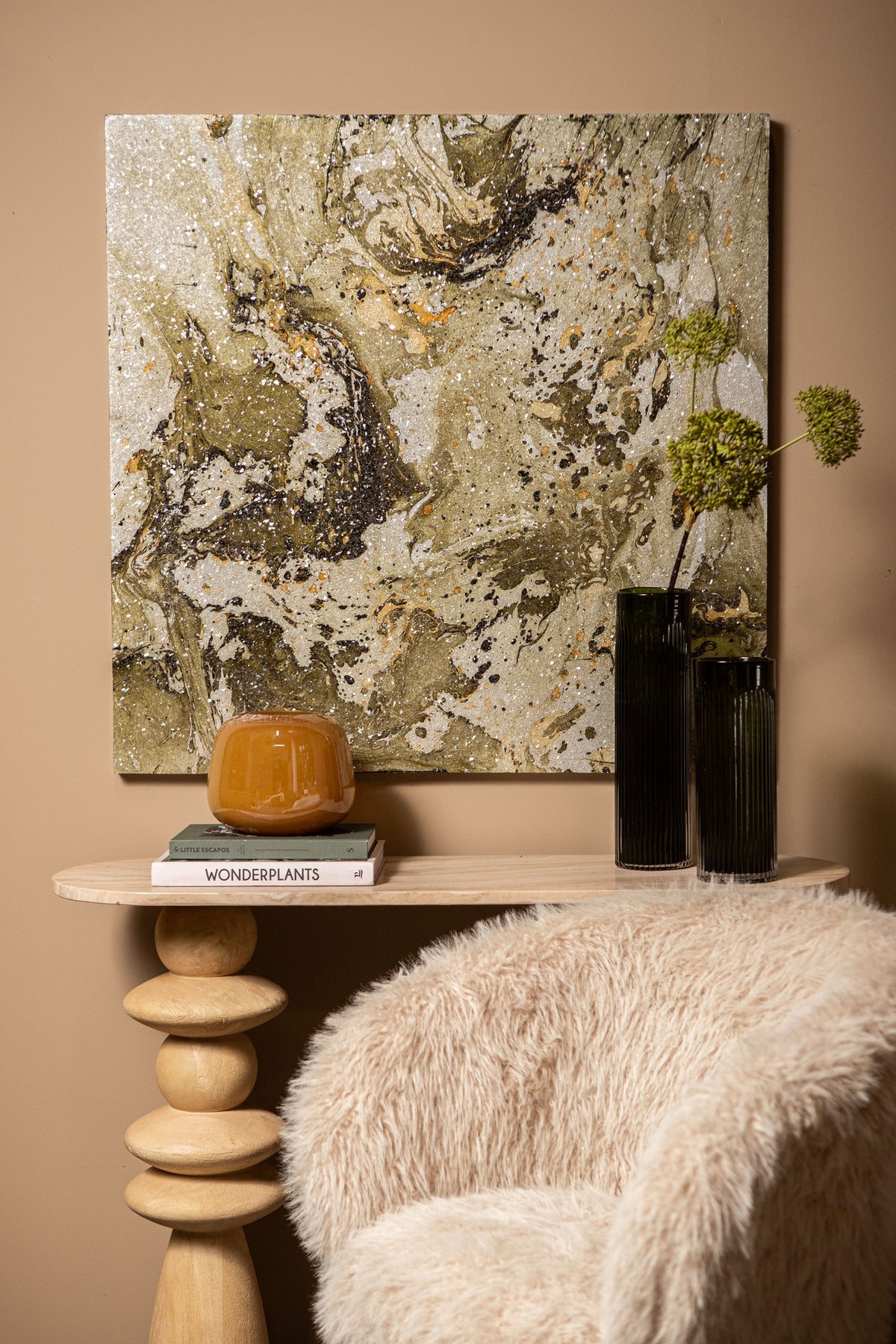 Wandpaneel Eaven Green Glas Mozaïek Marble 90 cm PTMD