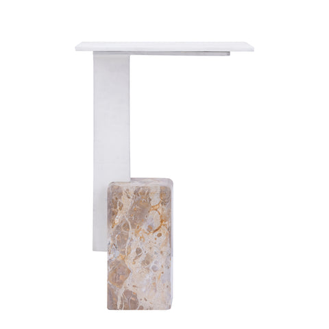 Bijzettafel Ebe Beige Marmer Rechthoekig 35 cm PTMD